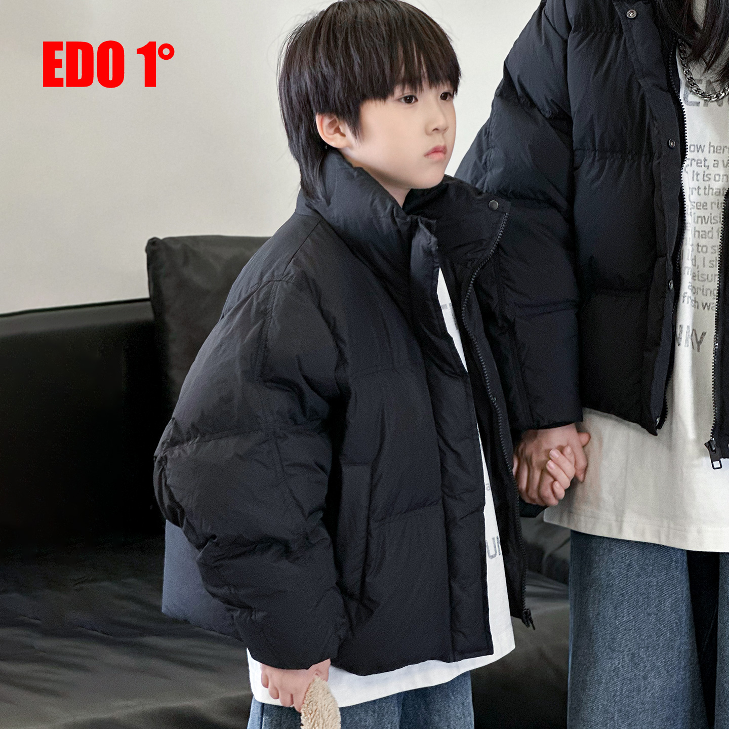 edo一度短保暖亲子白鸭绒羽绒服