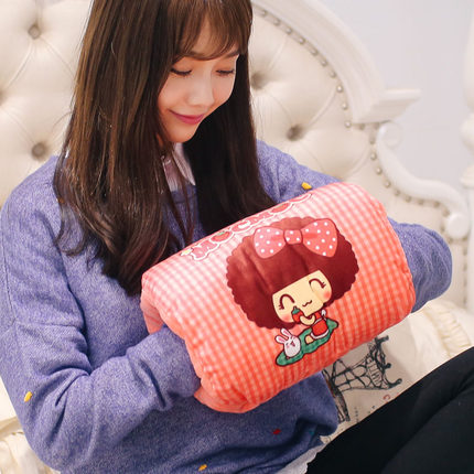 博弘毛绒卡通热水袋充电暖宝宝可爱防爆暖手宝暖水袋电热宝已注水