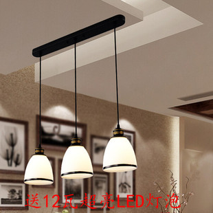 欧式新款书房3个铁艺吊灯田园简约餐厅吧台美式创意灯饰灯具