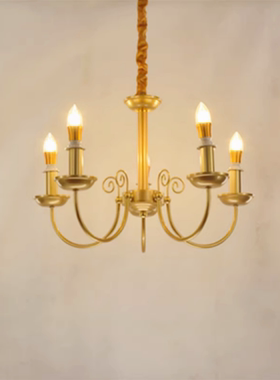 美式铁艺铜色复古简约客厅餐厅卧室茶楼楼梯间过道蜡角灯泡吊灯