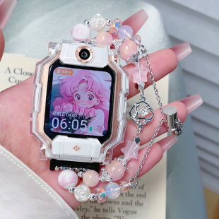 新品粉色星星diy手链适用小天才电话手表表带Z9/Z8/Z7/Z6A/Z6S/Q1A配件D1通用D2腕带Z5/Z8A套Z1Z2/Z3保护壳