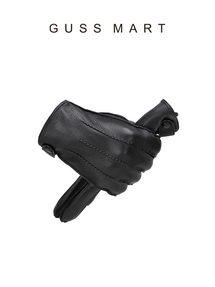 GUSS MART IMPORTED NEW ZEALAND BUCKSKIN LEATHER GLOVES MENS RIDING MOTORCYCLE PLUS