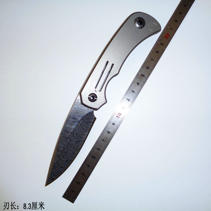 角盾折叠刀具瑞粉大马士革钢野营刀收藏EDC工具小刀户外随身折刀