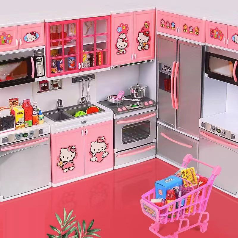 hollekitty凯啼猫迷你儿童厨房冰箱女孩玩具酒柜灶具多莉宝宝洽洽