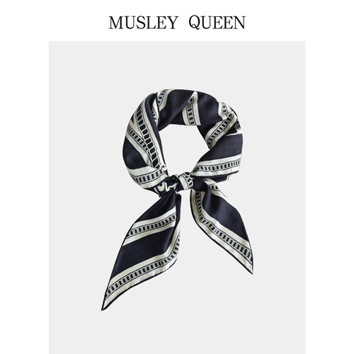 Musley Queen羊毛桑蚕丝法式链条小方巾气质百搭丝领巾RC09-6928