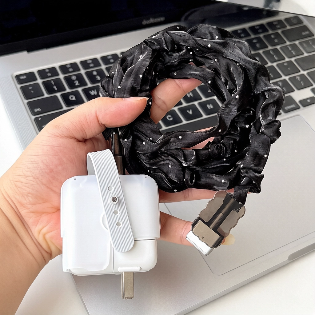 适用苹果MacBook pro M5 70W充电器壳Air网纱数据线保护套免绕线