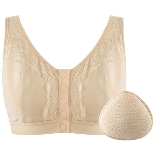 岱米淇义乳文胸二合一套装乳腺癌术后前扣内衣轻质草籽义乳假乳房