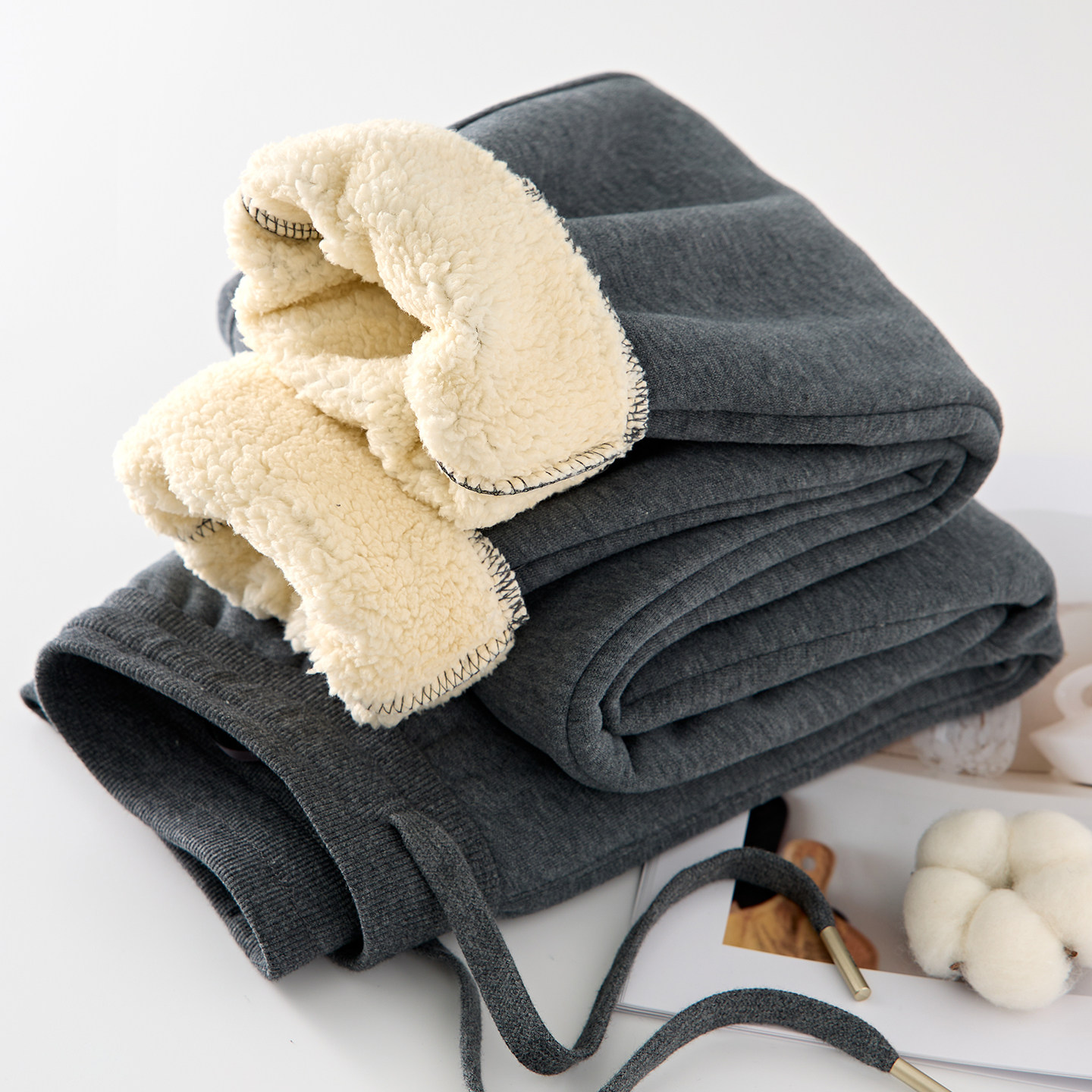 深灰加绒加厚羊羔绒卫裤女冬季软糯束脚外穿超厚保暖御寒休闲裤,女装/女士精品,卫裤,淘宝优惠券,粉丝福利购,淘宝优惠卷