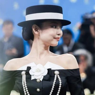jennie同款法式优雅小檐平顶礼帽