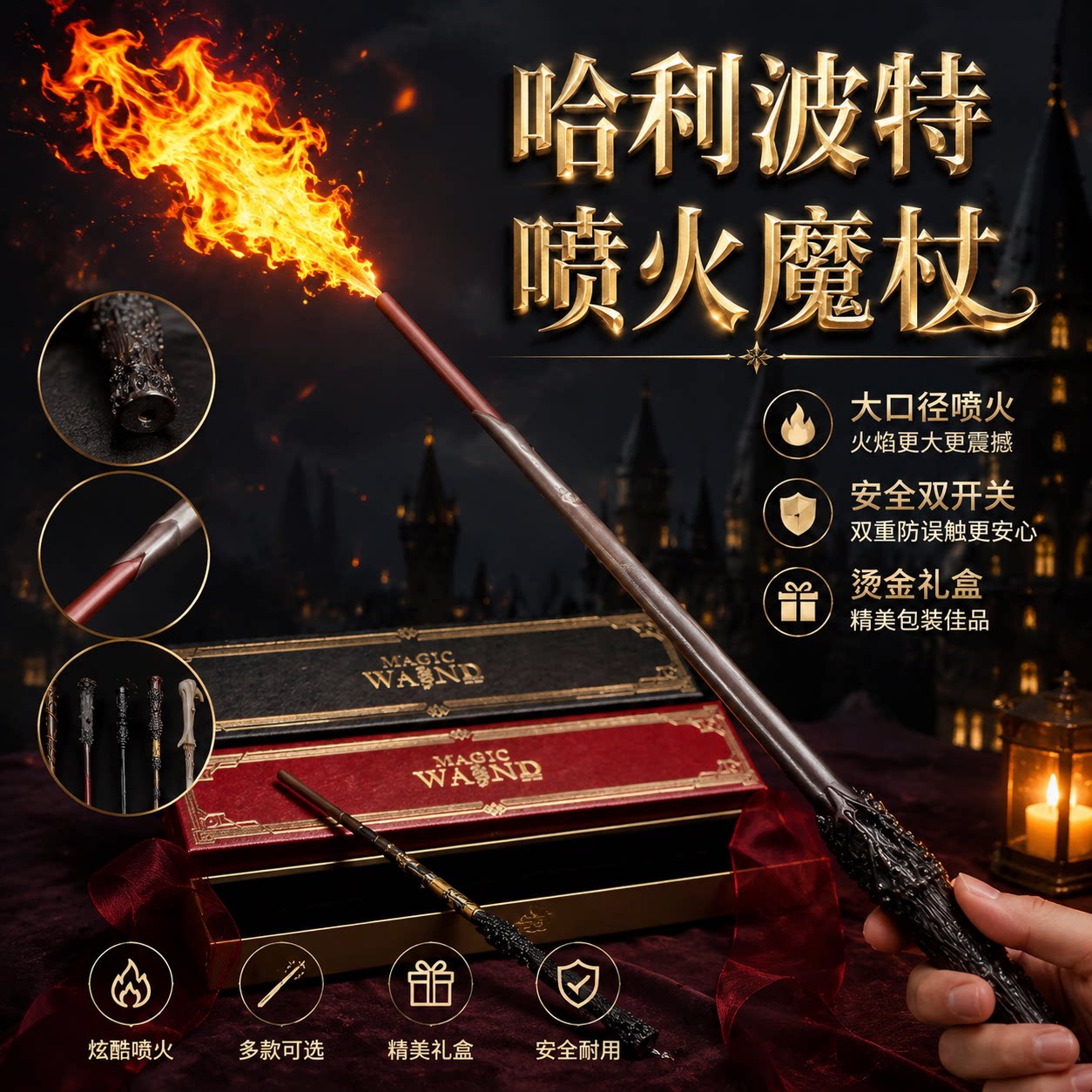 喷火魔杖哈利喷火波特发射火焰可施咒安全互动魔术道具创意玩具图片