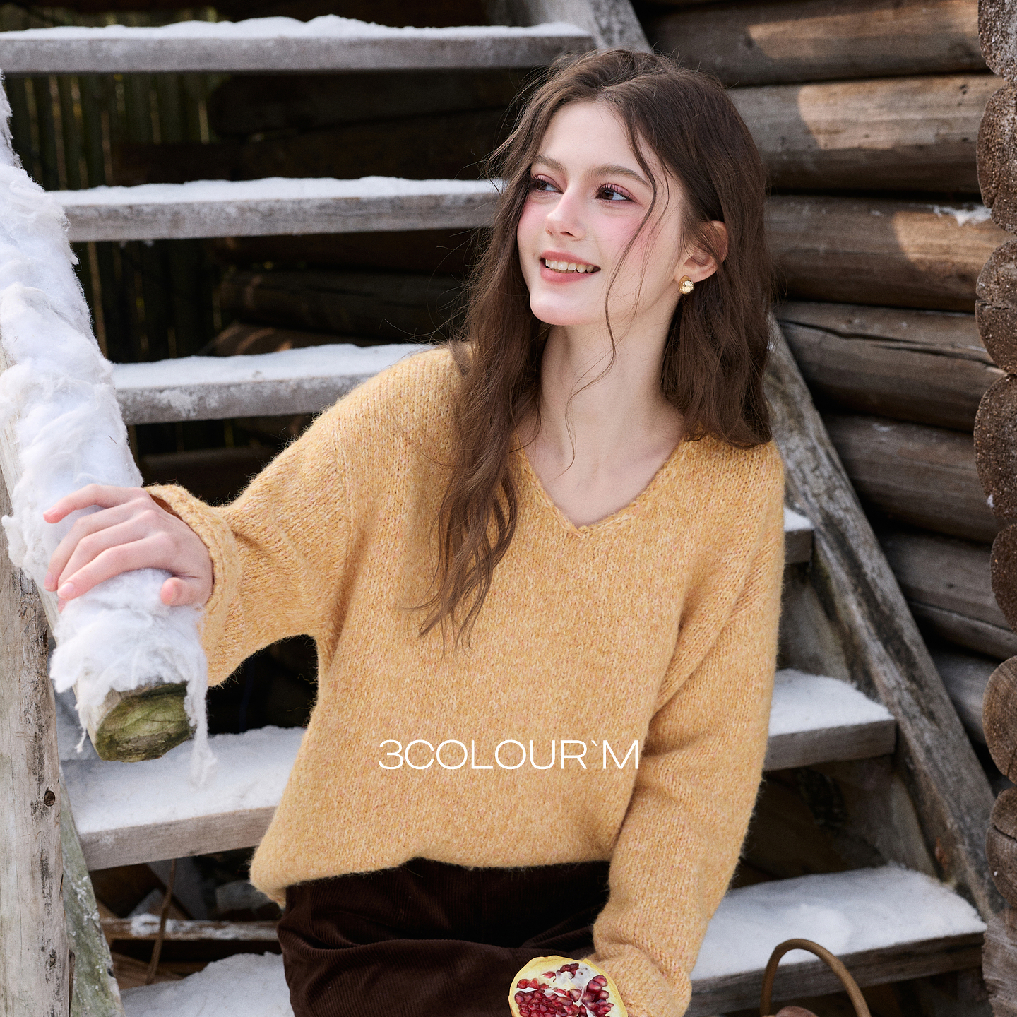 三彩2025冬季针织衫套头毛衫上衣