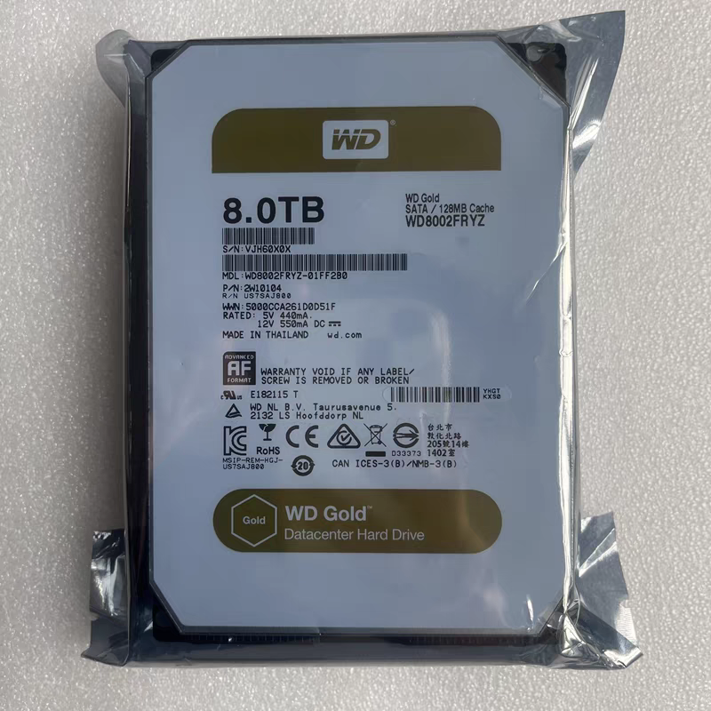 CMR垂直7200转金盘WD8002FRYZ西部数据3.5寸8T服务器企业级硬盘