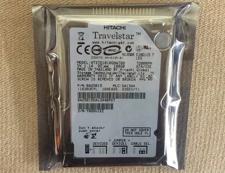 北上广发货 全新库存日立7200转100G笔记本电脑硬盘 2.5寸并口IDE