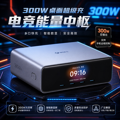 公牛140W充电插七合一300W插座