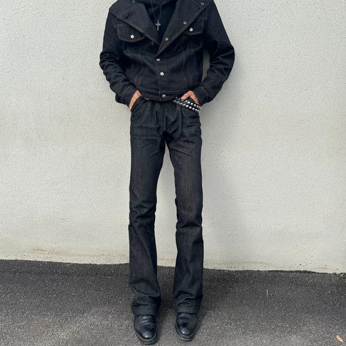 设计1021窄幅赤耳四线原牛仔裤男