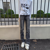 男 牛仔裤 美式 高街vibe风重磅水洗黑灰vintage517质感微喇弹力修身