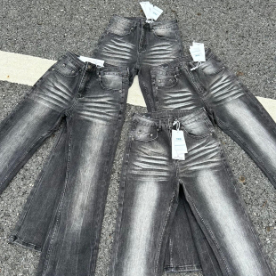 当天发cleanfit重磅水洗黑灰vintage517质感微喇弹力修身 男 牛仔裤