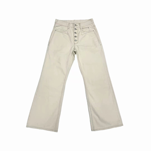 [骨白棉籽壳原牛]美式重磅水洗13.5oz五连扣646微喇直白牛仔裤男