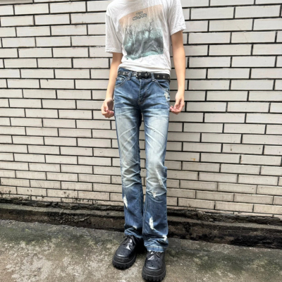 微喇牛仔裤517风格长裤子男女款