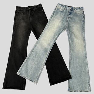 百搭洗水微喇叭蓝黑牛仔长裤 25Fall高定系列高腰时尚 基础百搭
