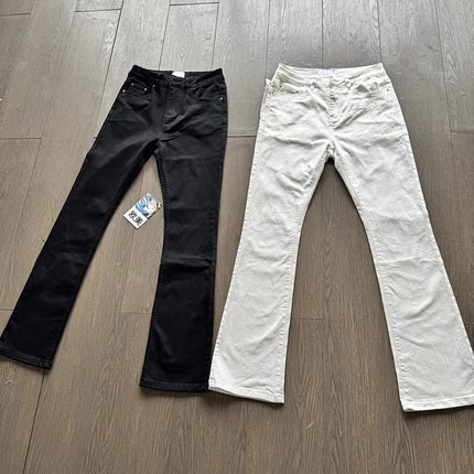 美式517复古黑牛高弹小众高街牛仔裤微喇Cleanfit修身显瘦长裤男