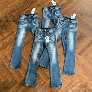 Cleanfit517蓝牛3.0手工立体猫须牛仔裤水洗微喇修身显瘦长裤子男