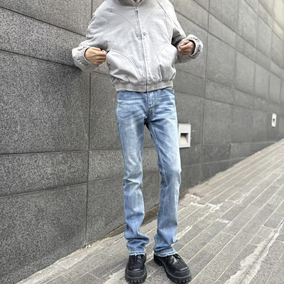 显瘦微喇高街vibe蓝色517牛仔裤