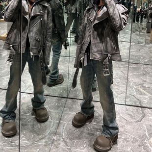 2025秋冬巴家bootcut微喇裤 显瘦显高牛王男潮 型粗竹节水洗牛仔裤