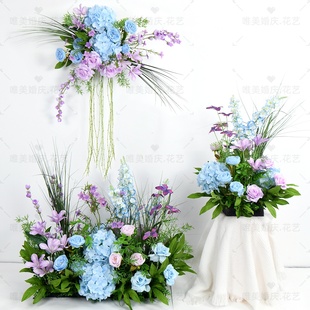 婚庆地排花森系花排装 饰布置婚礼仿真花假花路引花T台花艺莫奈风