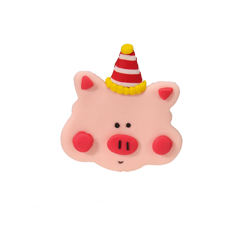 网红小猪蛋糕装饰软陶软胶卡通生日帽小猪儿童生日烘焙插件配件