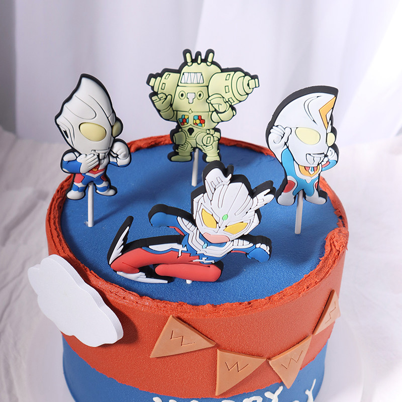 儿童正版滴胶软陶奥特曼蛋糕装饰摆件戴拿迪迦奥特曼男孩生日插件