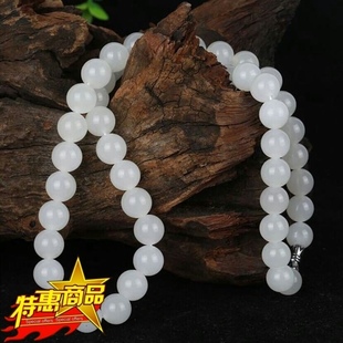 青峰玉业玉器新疆和田玉项链白玉项链昆仑玉珠项链玉10mm