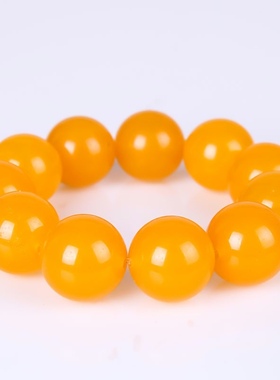 青峰玉业玉器和田玉羊脂玉黄玉手链 金丝玉戈壁玉 黄玉圆珠手链男