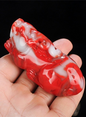青峰玉业玉器新疆猴头包邮和田玉貔貅吊坠手把件红白玉玉石皮休手
