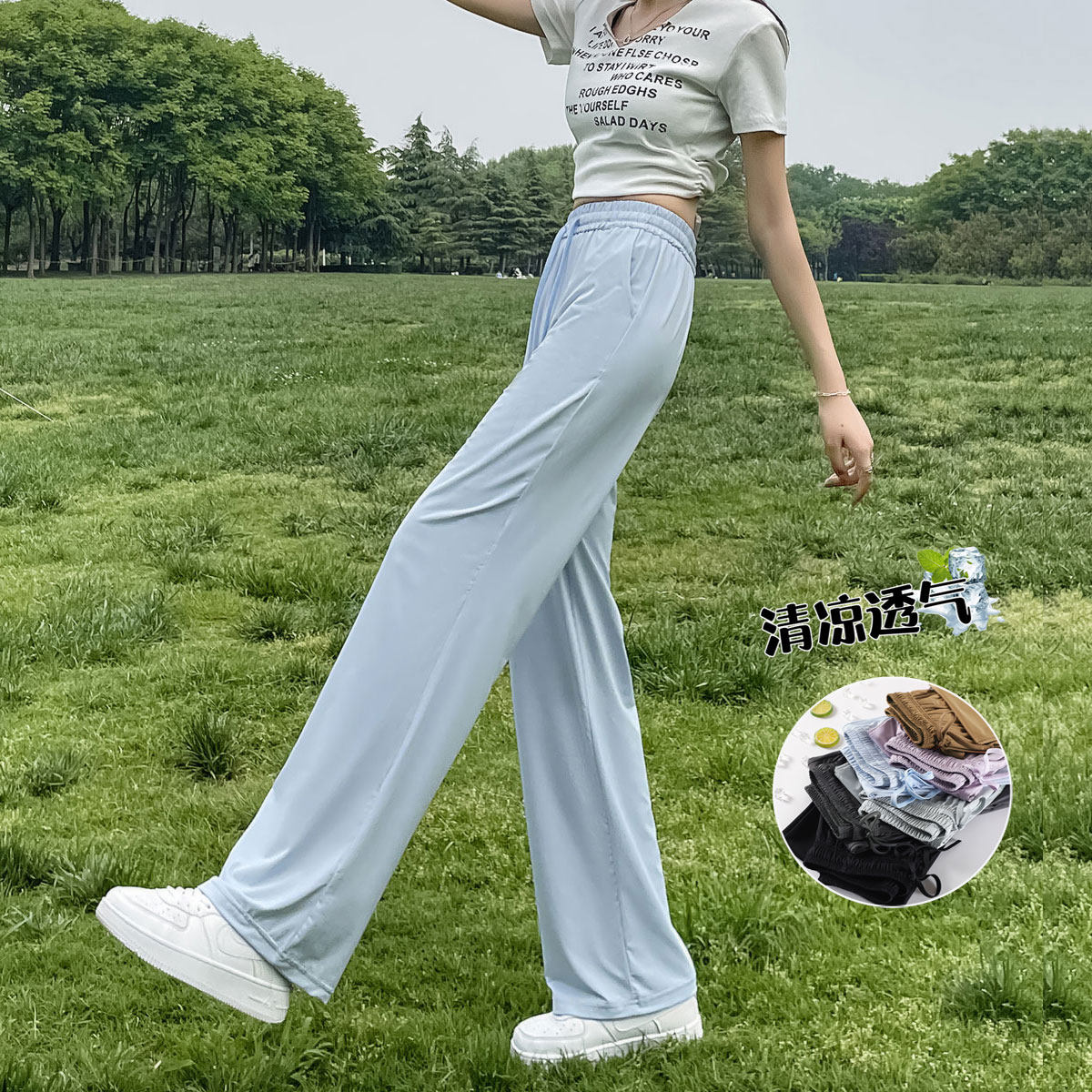 大童夏天裤子女阔腿运动休闲裤图片