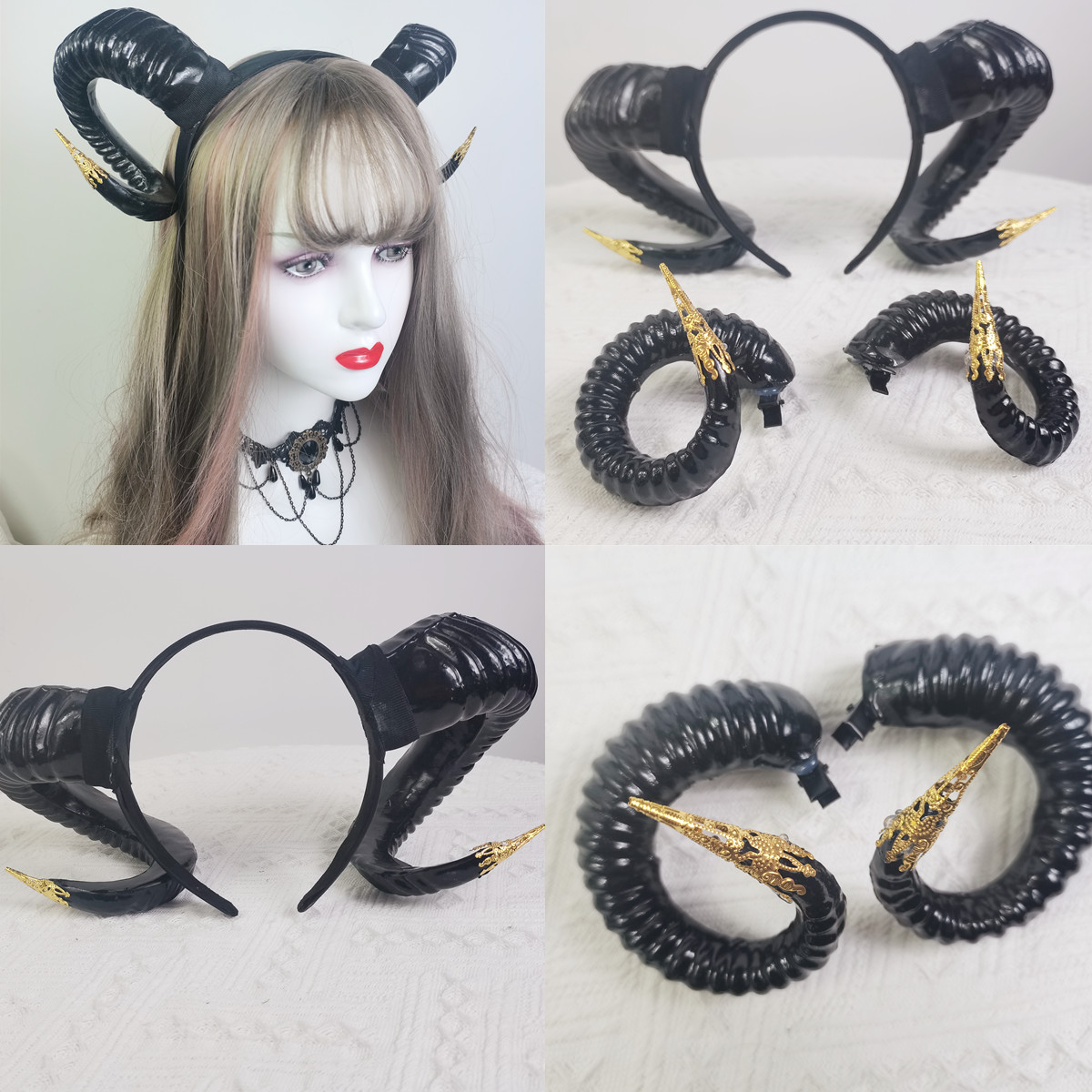 羊角发箍黑暗系万圣节恶魔角
