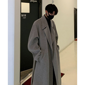 加厚中长款 高级感克苏鲁英伦毛呢大衣男士 秋冬季 战壕呢子风衣外套