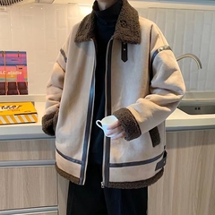皮毛一体羊羔毛绒外套男款冬季青少年棉服情侣装加厚棉袄潮牌棉衣