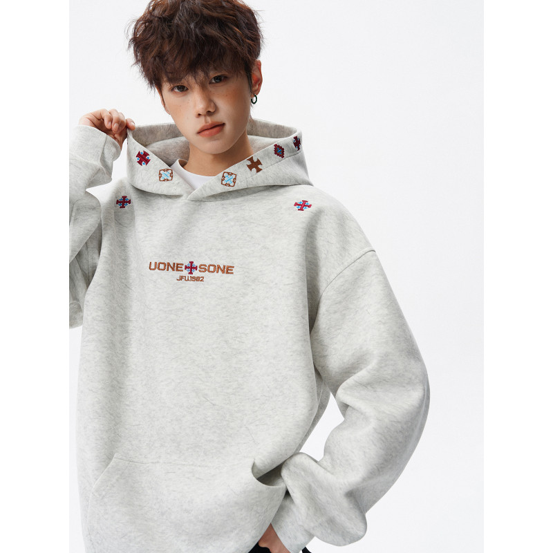 美式重磅连帽卫衣男士春秋冬季款潮牌青少年男生加绒加厚长袖外套