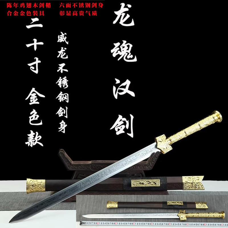 龙泉市不锈钢宝剑全金属龙魄汉剑长剑青龙武术秦王剑冷兵器未开刃