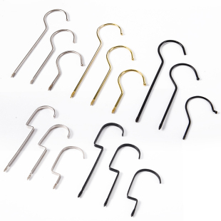 服装店塑料木衣架挂钩子加长铁钩专用挂衣钩金黑色电镀圆扁勾配件