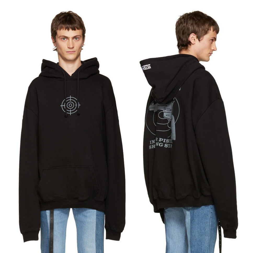 thumbnail for Vet 11 Inch Gun Club Hoodie Oversize Black Loose Pullover Hooded Sweatshirt Trendy