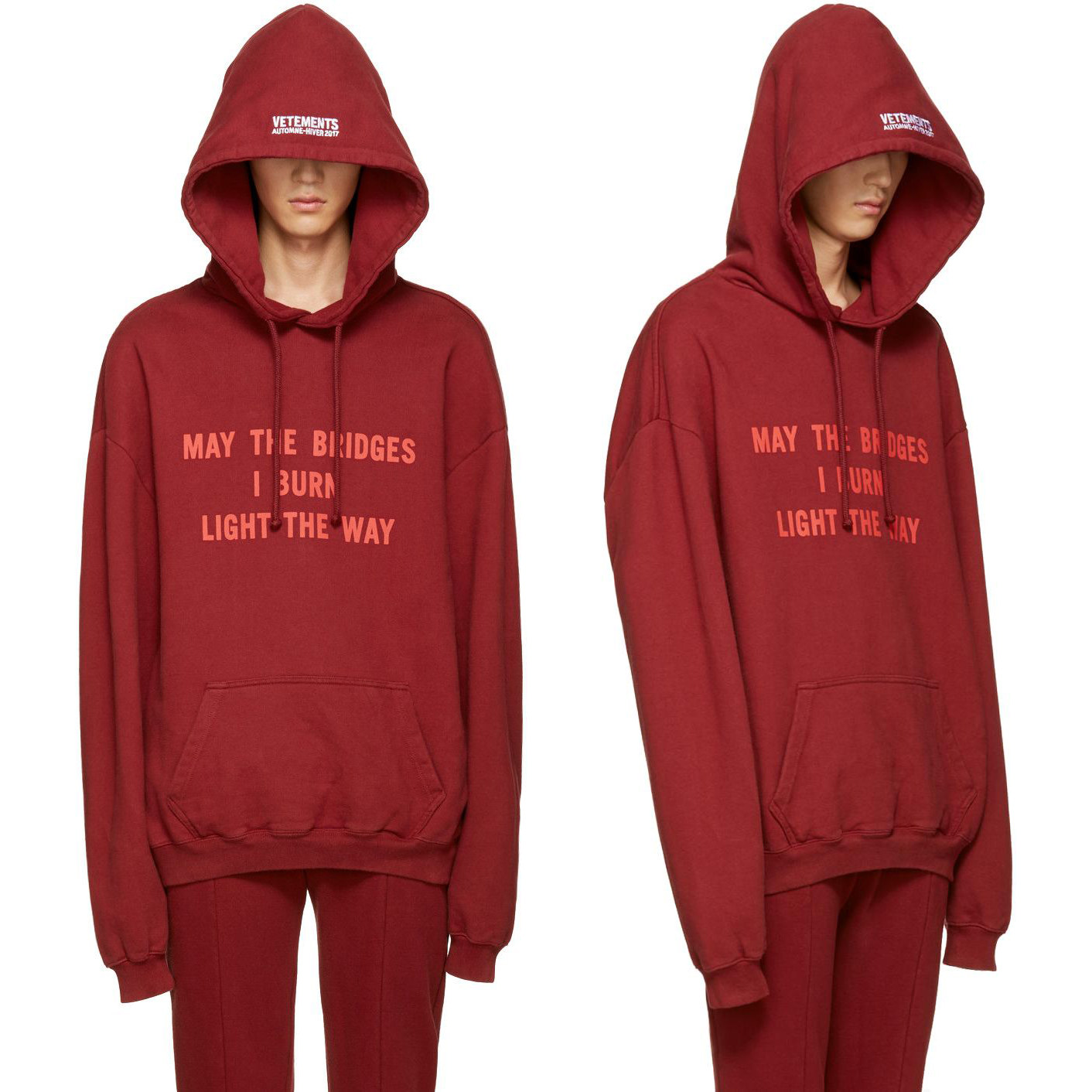 thumbnail for Vet May the Bridges I Burn Light the Way Hoodie Burgundy Hooded Sweatshirt