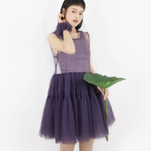 TEATREE 日系叠穿网纱连衣裙仙女裙外搭罩裙透视个性 甜美蓬蓬裙夏