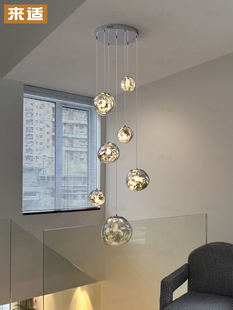 2025流行楼梯专用吊灯楼梯间旋转挑空覆式农村自建房高级感长吊灯