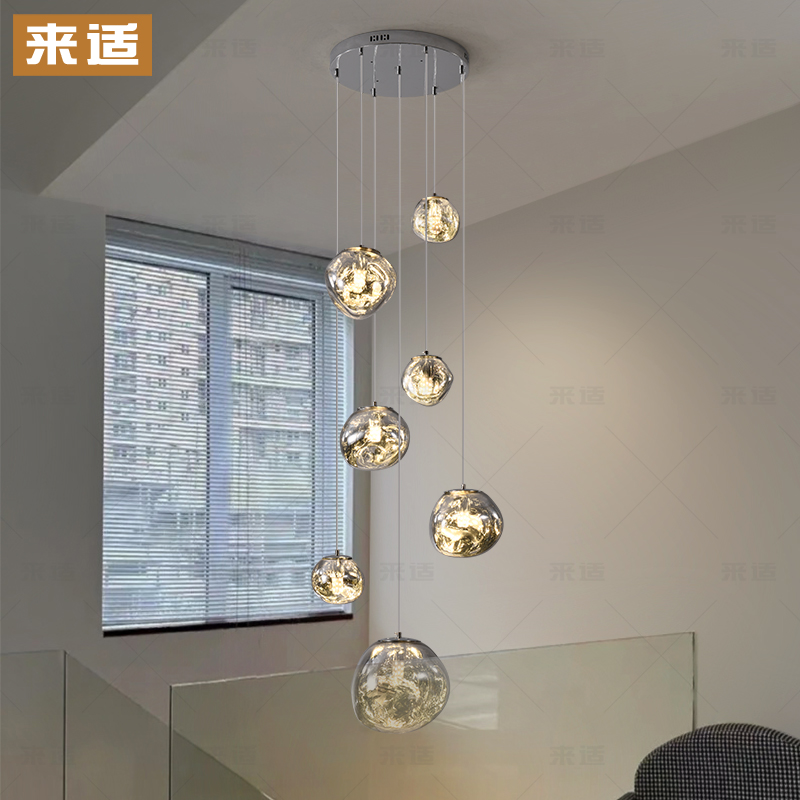 2025流行楼梯专用吊灯楼梯间旋转挑空复式农村自建房高级感长吊灯