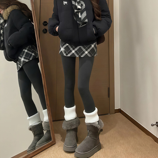 外穿小个子加厚东北棉裤 高腰显瘦秋裤 女冬2025新款 灰色加绒打底裤