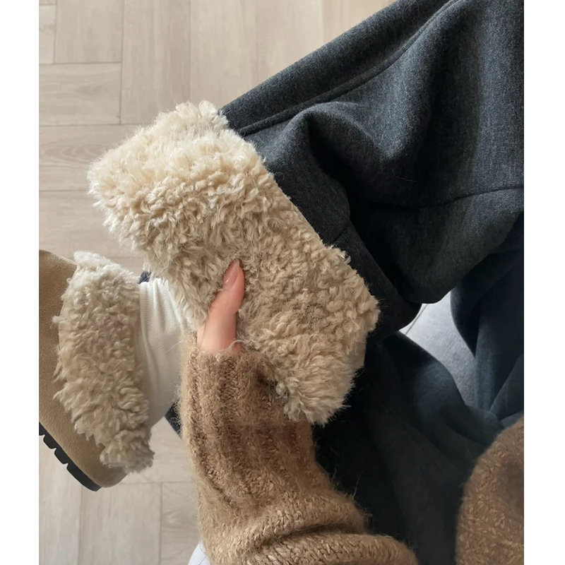 黑灰色羊羔绒阔腿裤女冬季2026超好看的裤子加绒加厚小个子直筒裤,女装/女士精品,休闲裤,淘宝优惠券,粉丝福利购,淘宝优惠卷