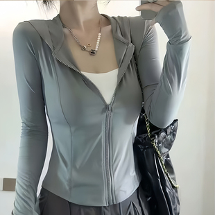 户外开衫 V防晒服2026新款 外套上衣0325e 夏季 灰色冰丝防晒衣女款