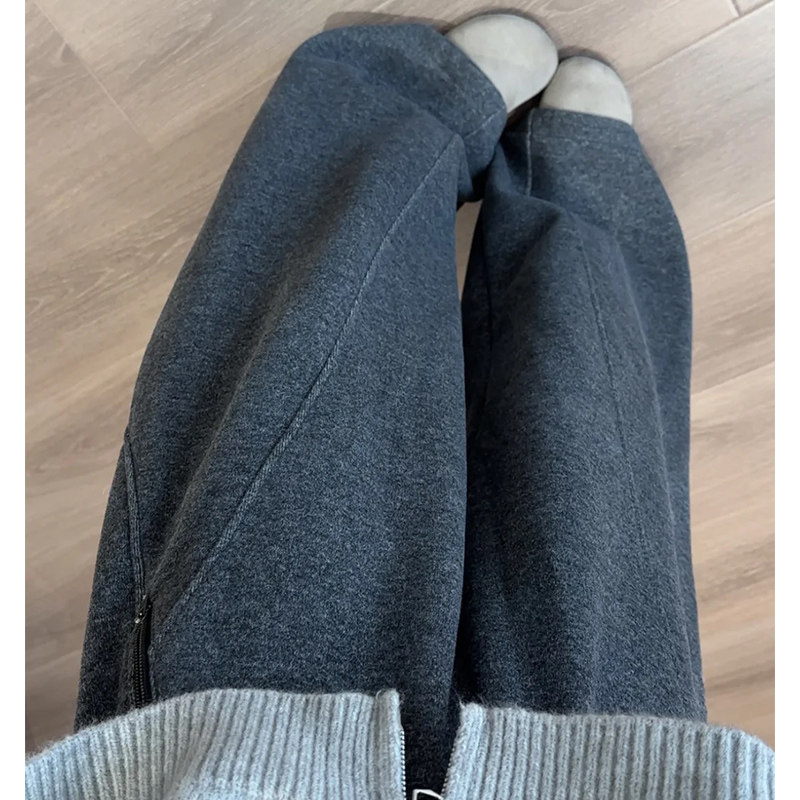 毛呢弯刀裤女秋冬加绒加厚梨形报恩裤高腰垂感显瘦小个子阔腿裤子